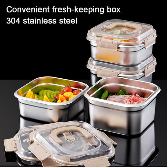 Stainless Steel Leakproof Food Storage Box with Handle Food Storage Container Peaceful Pleasures Health and Wellness