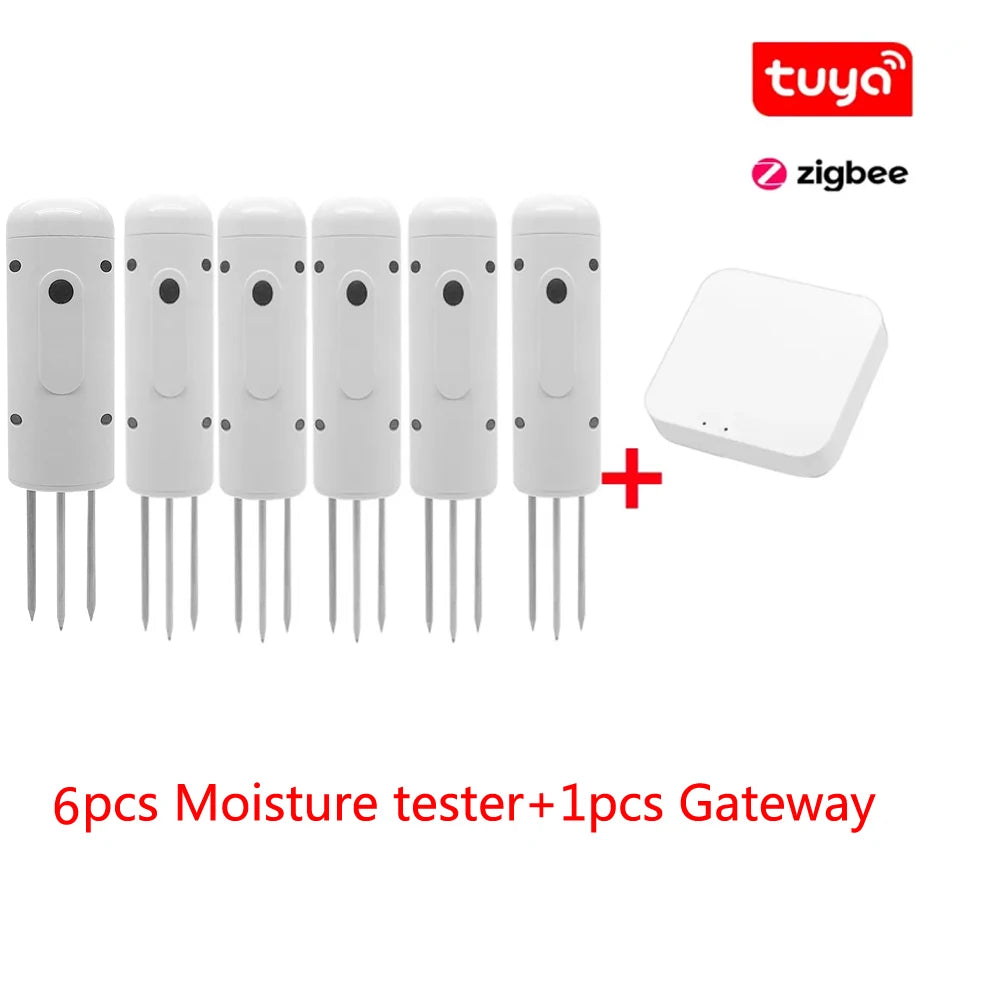 Tuya Zigbee Wireless Soil Intelligent Temperature Humidity Tester Mobilephone APP Real Time IP67 for Garden Farmland Planting Peaceful Pleasures Health and Wellness 6pcs tester Zigbee