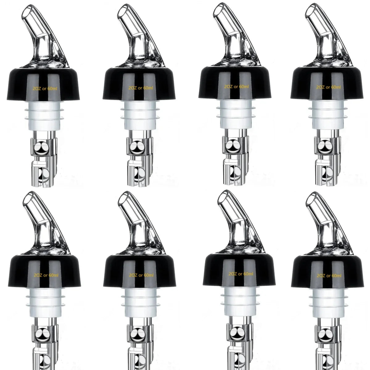 4 Different Measured Bottle Pourer Spouts Liquor Pourers Quick Shot Spirit Driinks Wine Cocktail Whiskey Dispenser Bartender Peaceful Pleasures Health and Wellness 8PCS 60ml