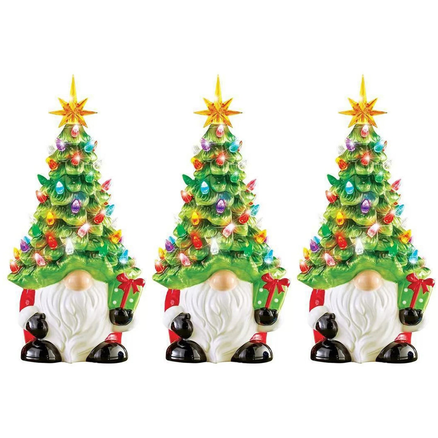 LED Lighted Christmas Gnome Resin Tabletop Decoration