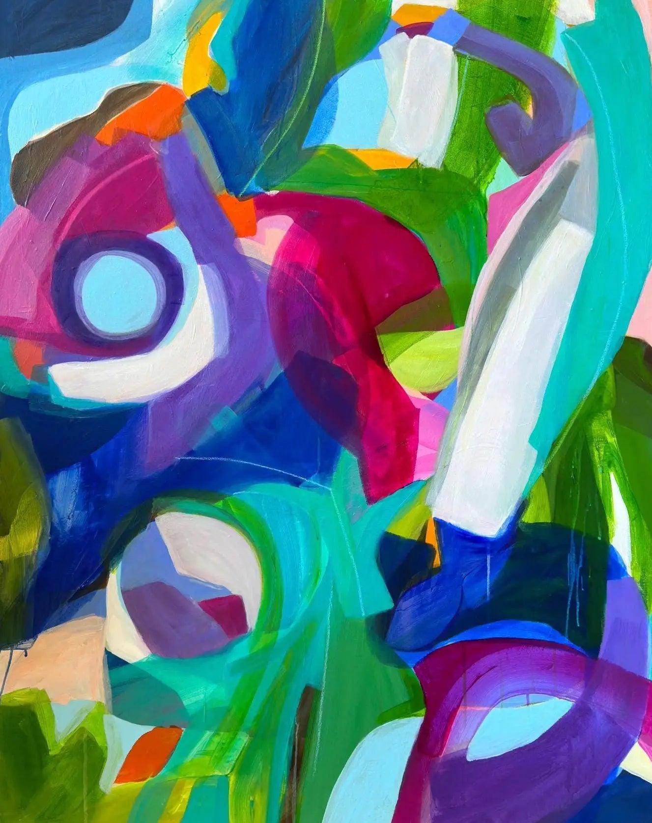 Bold Abstract Blue-Green Purple Pink Vibrant Graffiti Color Block Art Poster Canvas Print Modern Bedroom Gallery Wall Decoration Peaceful Pleasures Health and Wellness 3 20x30cm