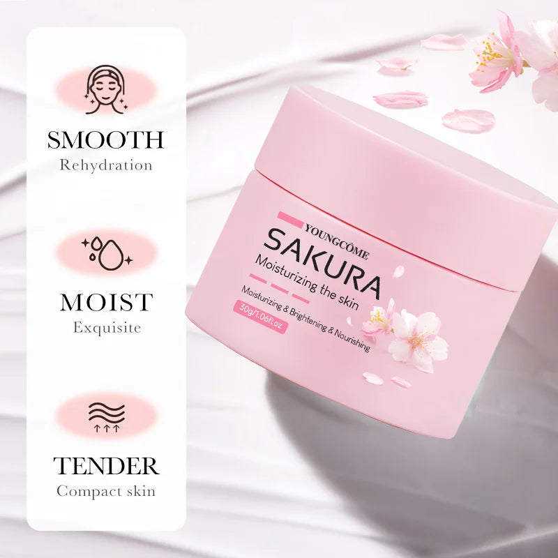 Sakura Essence Cream,Cherry Blossom Facial Moisturizer for Dry & Rough Skin,Anti Aging Face Lifting Nourishing Repair Collagen Peaceful Pleasures Health and Wellness