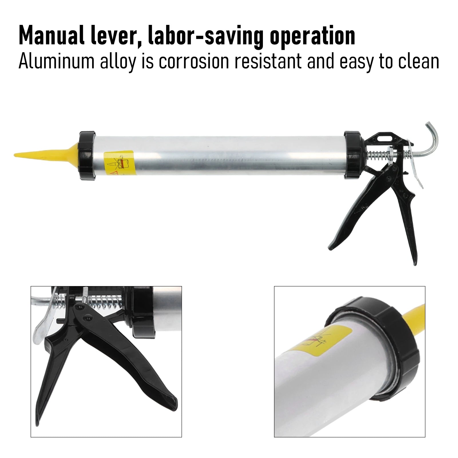 Caulking Gun Sealant Caulking Gun Caulking Gun Aluminum Alloy Cylindrical Lever Type Manual Sealant Glue Filling Tool 15703 Peaceful Pleasures Health and Wellness