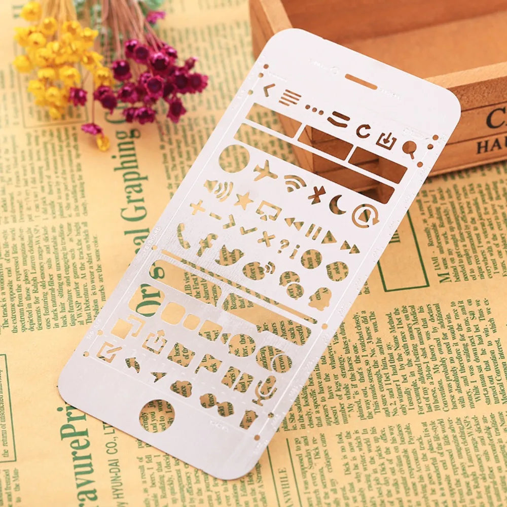 Cat Shape Template Ruler Stainless Steel School Projects Hollowed Out Ruler Pocket-Sized Vintage Drawing Template Ruler Peaceful Pleasures Health and Wellness Small phone