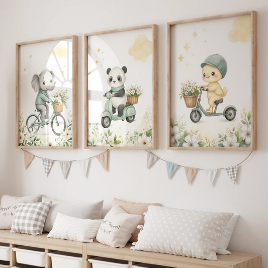 3-Piece Elephant & Panda Canvas Wall Art Prints | Home Decor Canvas Wall Art Set Peaceful Pleasures Health and Wellness GP111-3pcs 30x40cm Unframed