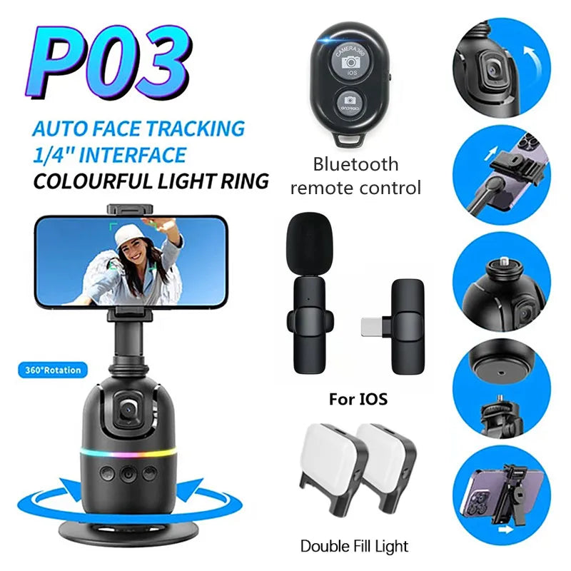 AI Smart Gimbal 360° Auto Face Tracking Selfie Stick Stabilizer Peaceful Pleasures Health and Wellness Option5