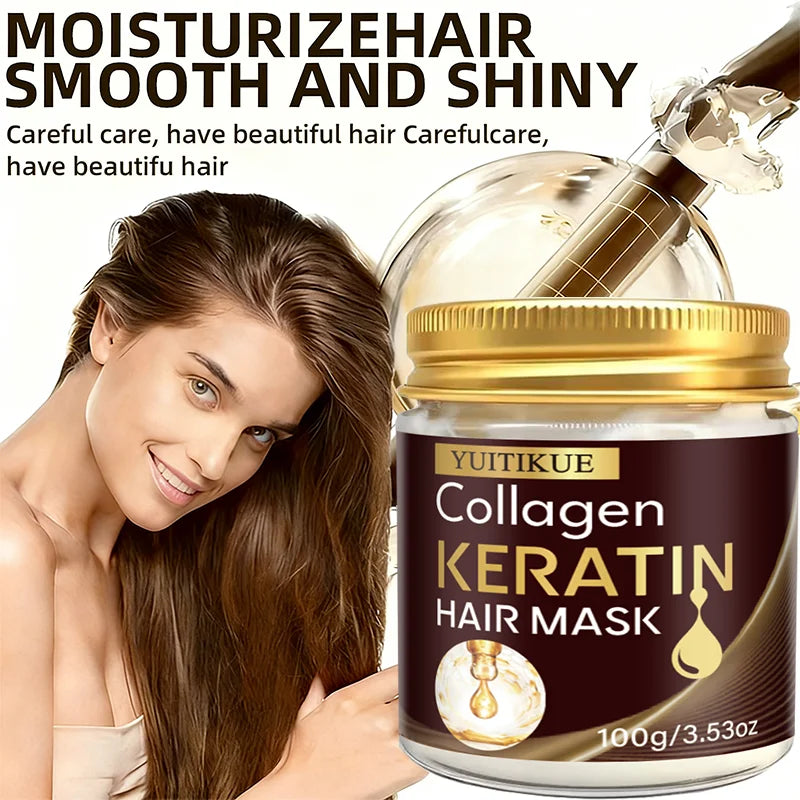 YUITIKUE Collagen Keratin Hair Mask 100g Deep Repair Treatment for Dry Damaged Hair & Split Ends Peaceful Pleasures Health and Wellness