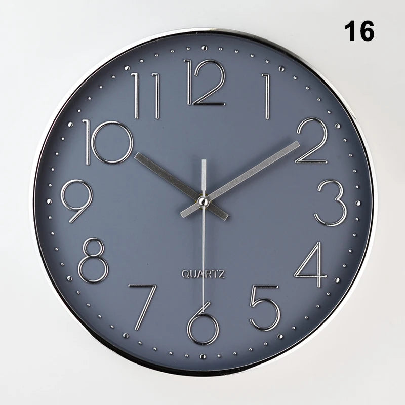 Pointer Display Simple Silent Circular Wall Clock Fashionable Wall Mounted Office Bedroom Clock Home Decoration Peaceful Pleasures Health and Wellness 16
