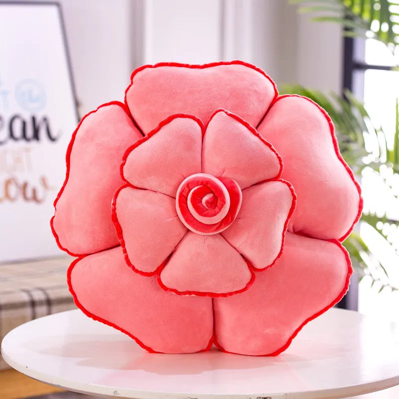 Large Rose Shaped Throw Pillow | Floral Decorative Sofa Cushion