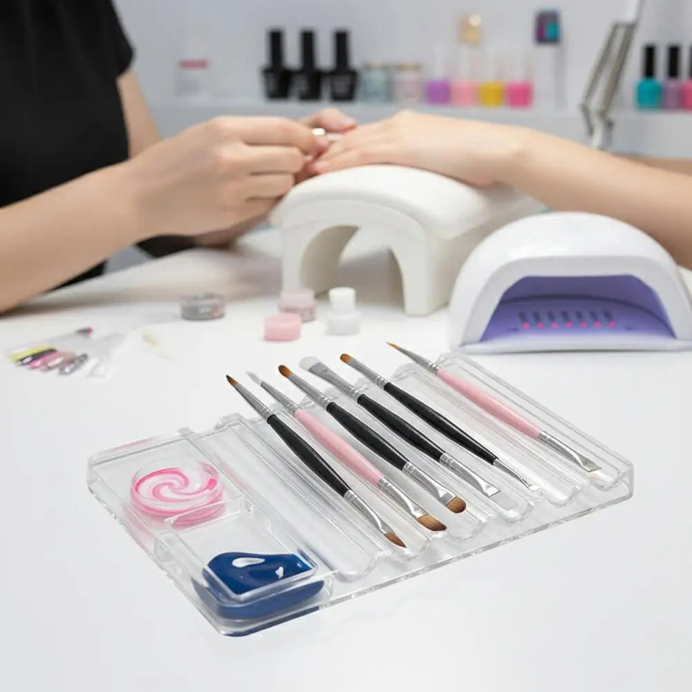 Acrylic Nail Art Brush Holder & Palette – 5-Pen Organizer