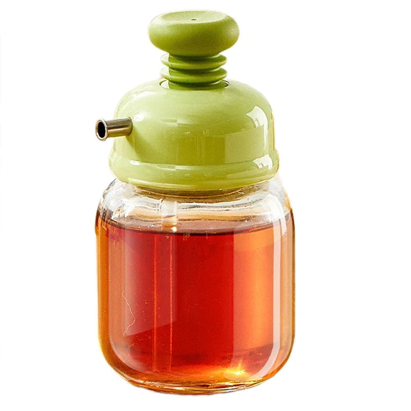 Mini Quantitative Oil Control Bottle Glass Seasoning Storage Kitchen Press Type Oil Vinegar Bottle Seasoning Portioning Bottle Peaceful Pleasures Health and Wellness green