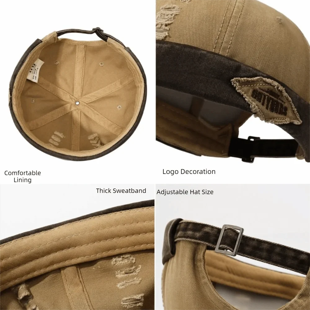Distressed Skullcap Hat – Streetwear Hip Hop Sun Cap Unisex