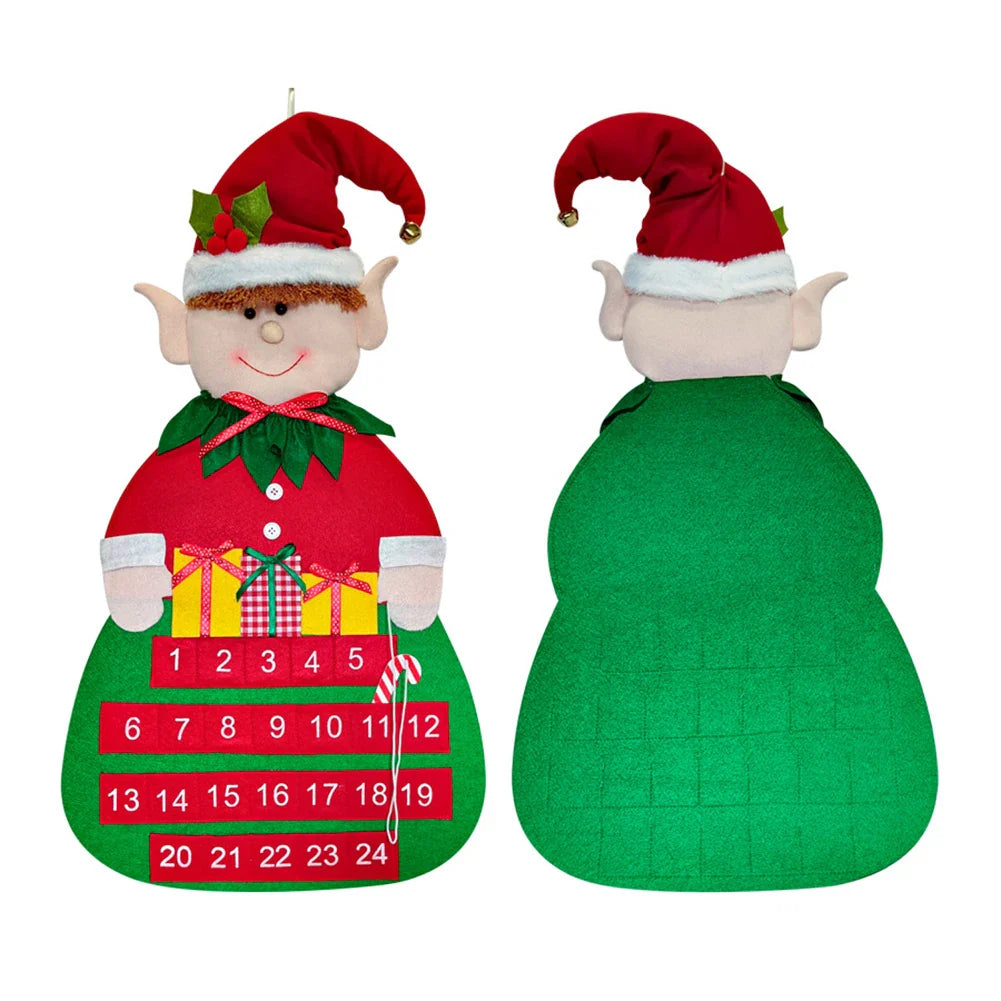 Felt Christmas Tree Advent Calendar | Santa Holiday Wall Decor