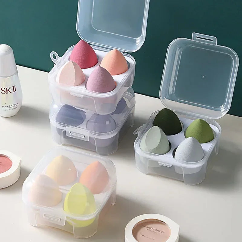 4-Piece Beveled Makeup Sponge Set | Foundation Blending Puffs