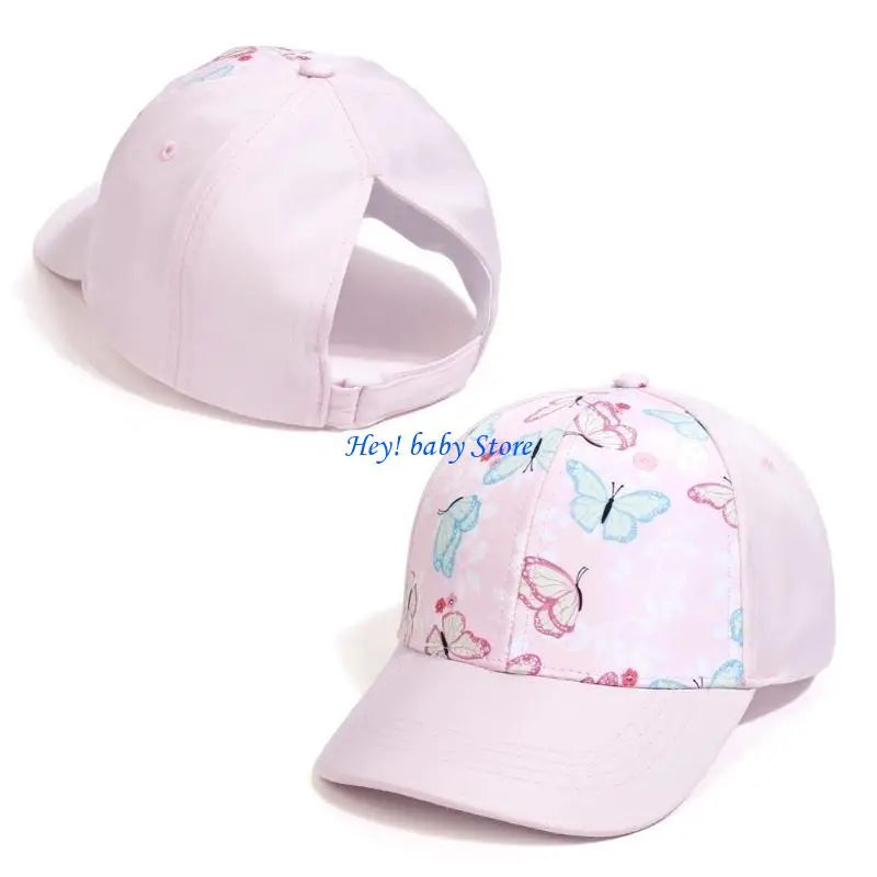 Girls Ponytail Hole Baseball Cap | Breathable Kids Sun Hat