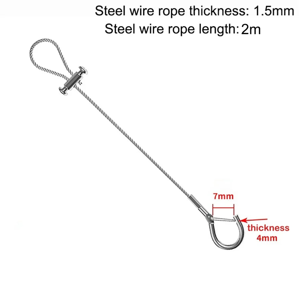 High Quality Stainless Steel Wire Rope Adjustable With Locking Suspension Lanyard Retractable Fastening Peaceful Pleasures Health and Wellness 1.5mmx2m