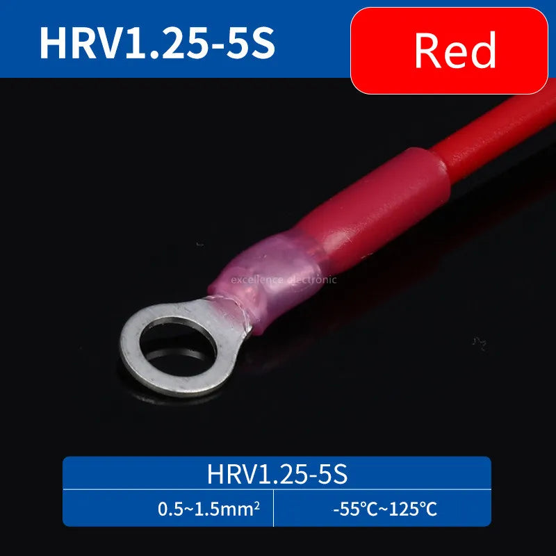 20PCS RV Circular Heat Shrink Waterproof End Male Female Plug Spring Quick Wiring Annular Pre Insulated Cold Pressed Terminal Peaceful Pleasures Health and Wellness RV1.25-M5 Red