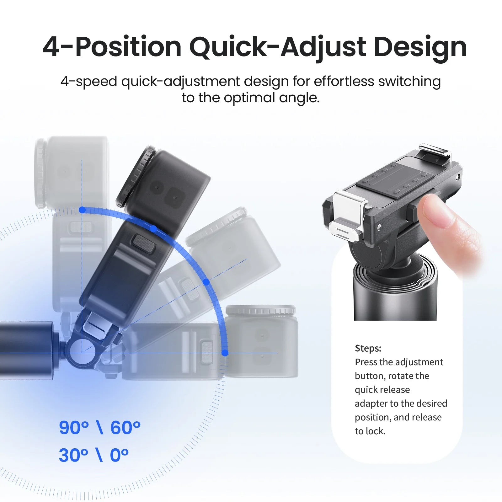 For DJI OSMO Action 6/NANO/OSMO 360/Action 5Pro/4/3 Adjustable Dual-Direction Quick-Release Selfie Stick Sports Camera Parts Peaceful Pleasures Health and Wellness