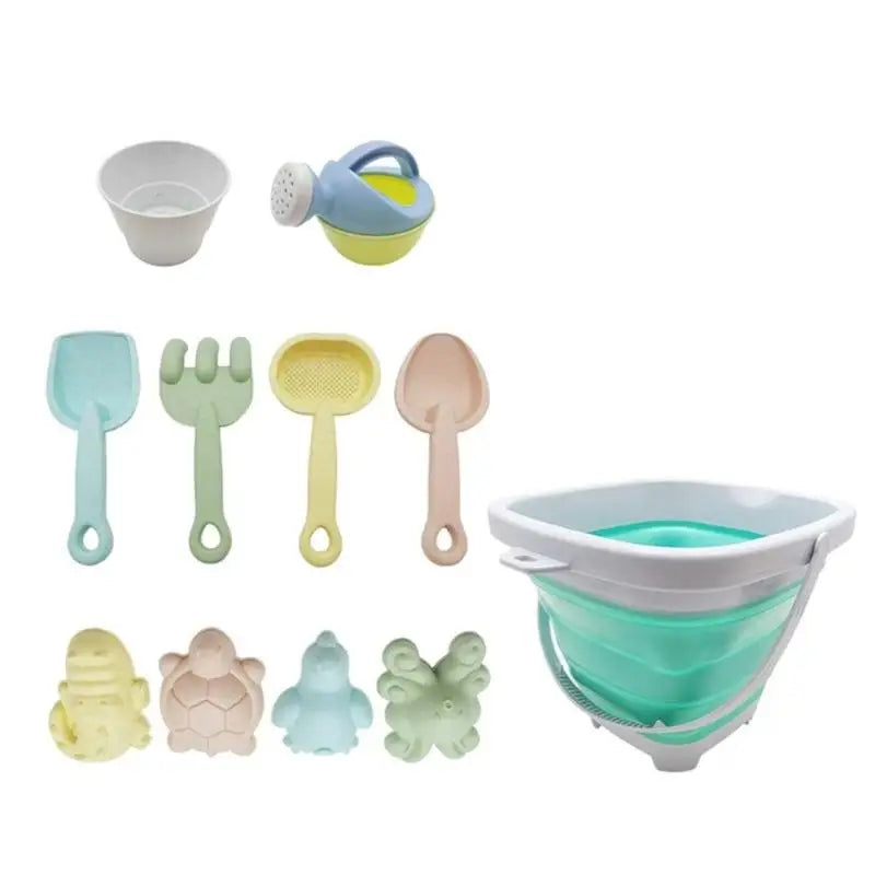 11-Piece Kids Beach Sand Toy Set – Bucket, Shovel & Molds