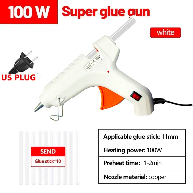 100W Hot Melt Glue Gun – 11mm DIY Craft & Repair Tool
