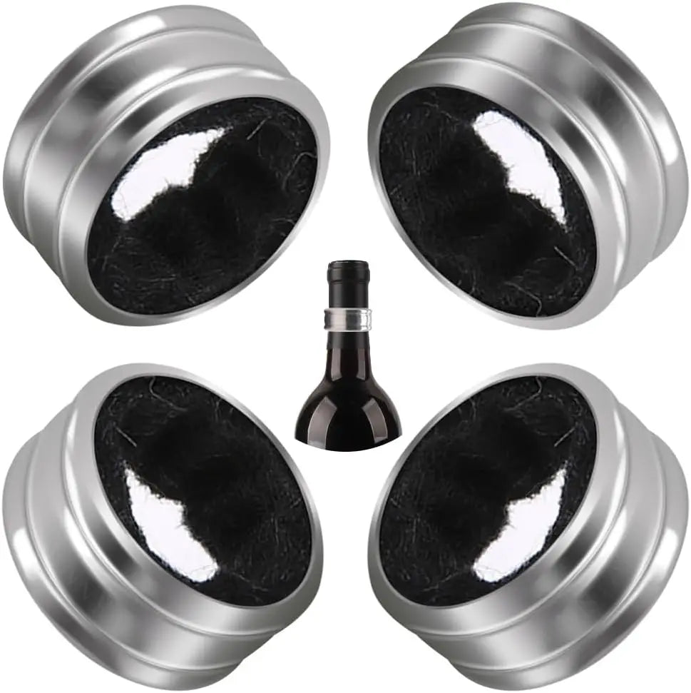 Stainless Steel Wine Bottle Collars Classy Wine Collar Drip Rings Simple and Durable Wine Drop Stoppers with Velvet Felt Inside Peaceful Pleasures Health and Wellness 4PCS Black