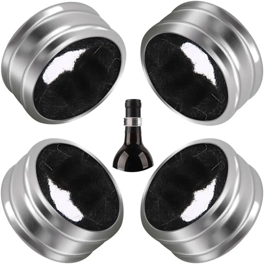 Stainless Steel Wine Bottle Collars Classy Wine Collar Drip Rings Simple and Durable Wine Drop Stoppers with Velvet Felt Inside Peaceful Pleasures Health and Wellness 4PCS Black