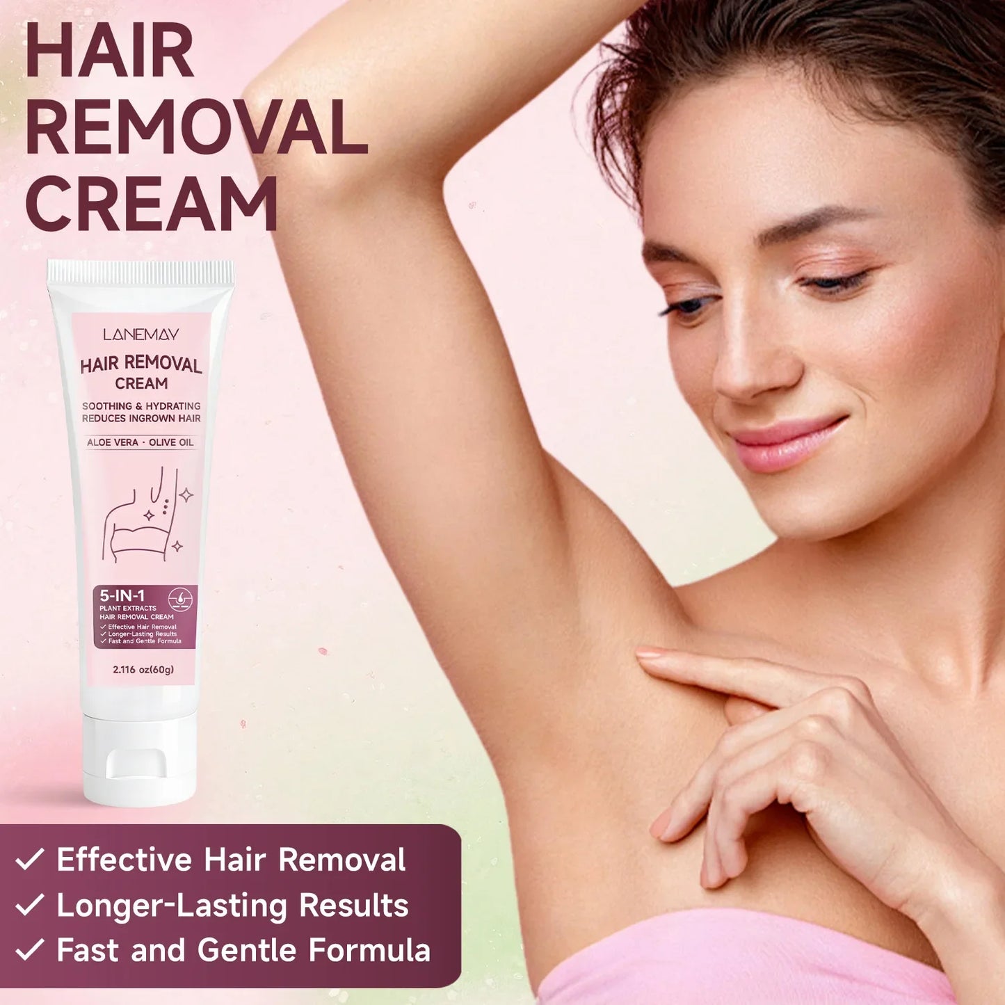 5-in-1 Hair Removal Cream – Aloe Vera & Olive Oil | 60g