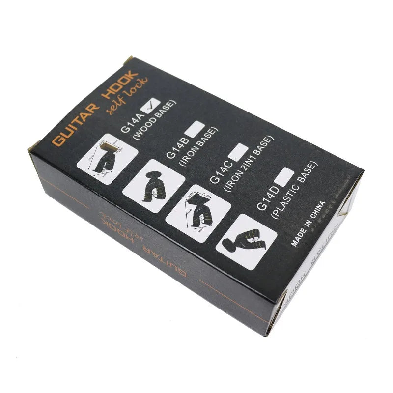 Self Locking Wooden Base Guitar Hook Auto Close Gravity Lock Design