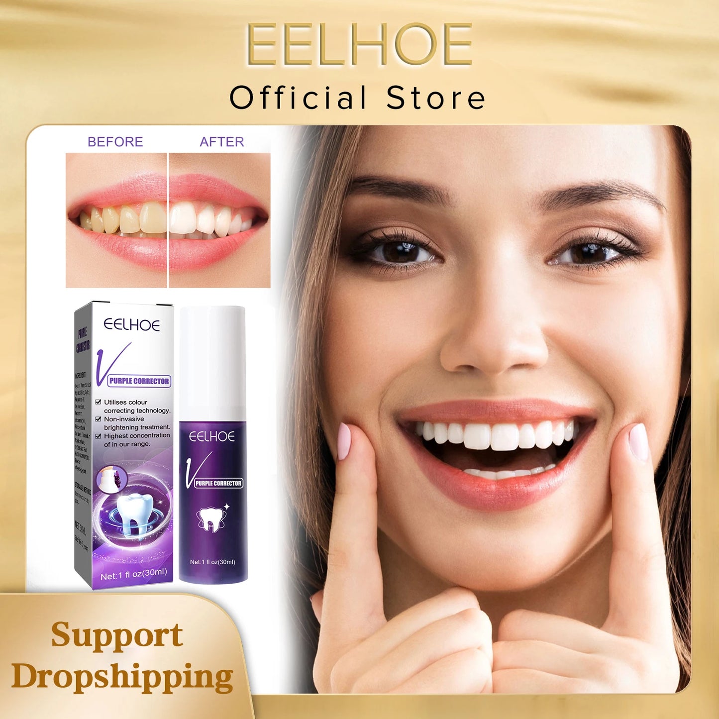 EELHOE Purple Teeth Whitening Toothpaste | Brightening & Fresh Breath