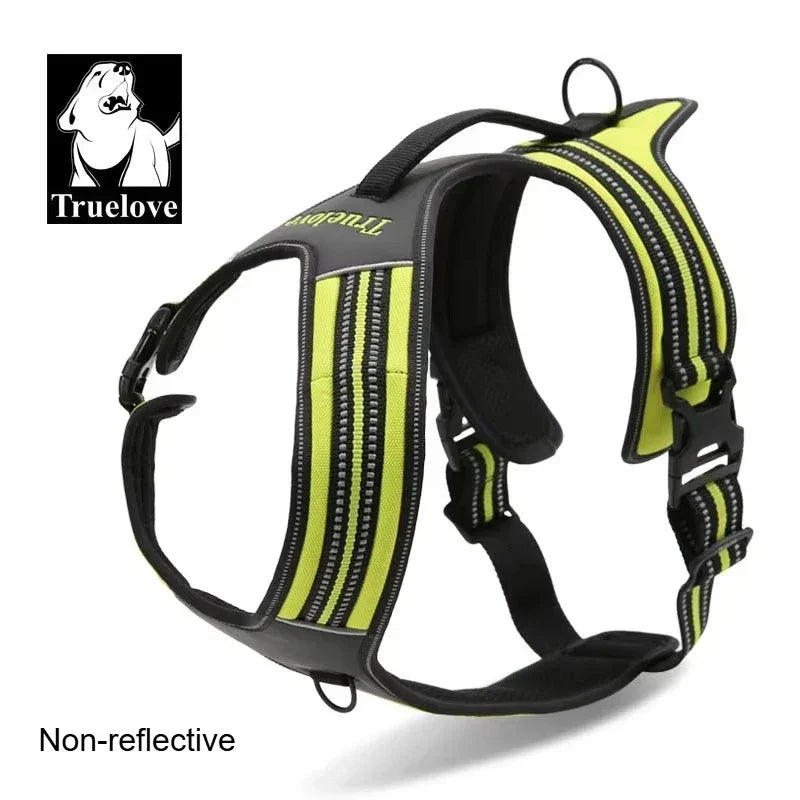 Truelove Non-reflective Walking PU Leather Dog Vest Escape Proof Adjustable Anti Pull Pet Harness Outdoor Clearance Sale TLH5551 Peaceful Pleasures Health and Wellness neon yellow S
