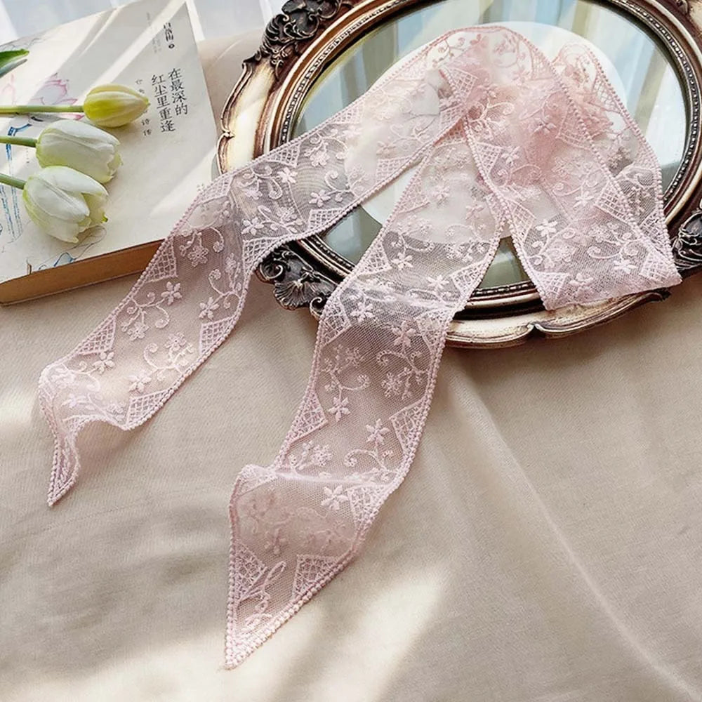 Women's Soft Lace Hair Ribbon Headband & Neck Scarf | Floral