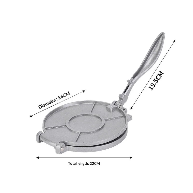 Kitchen Aluminum Alloy Hand-operated Mexican Tortilla Press Dough Press Manual Corn Dough Shaping Machine Pancake Press YUZI Peaceful Pleasures Health and Wellness Silver S