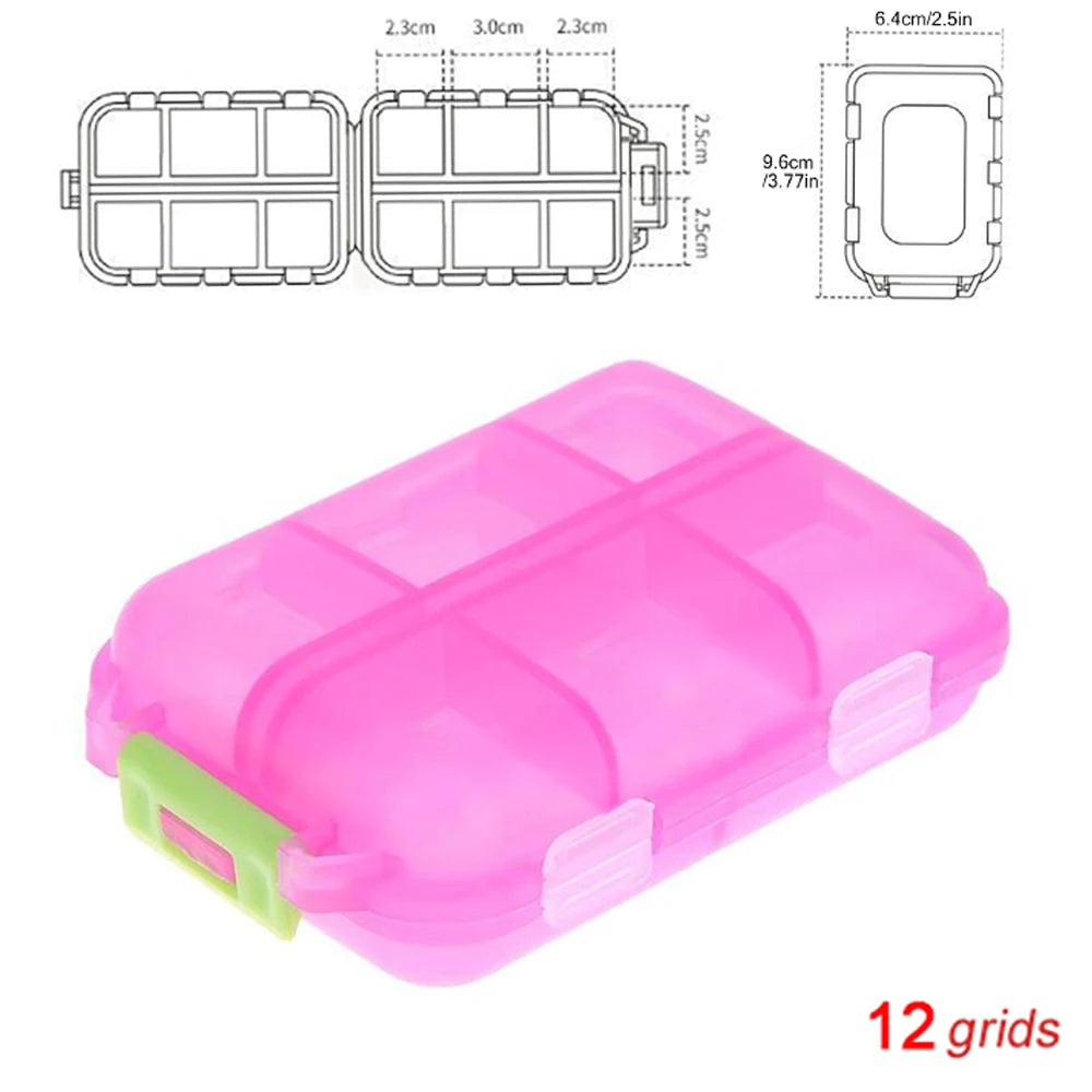 Tcare Portable Pill Case Folding Medicine Drugs Pills Capsule Tablet Container Boxs Plastic Empty Drug Organizer Pillbox Cases Peaceful Pleasures Health and Wellness Pink - 12 Grids