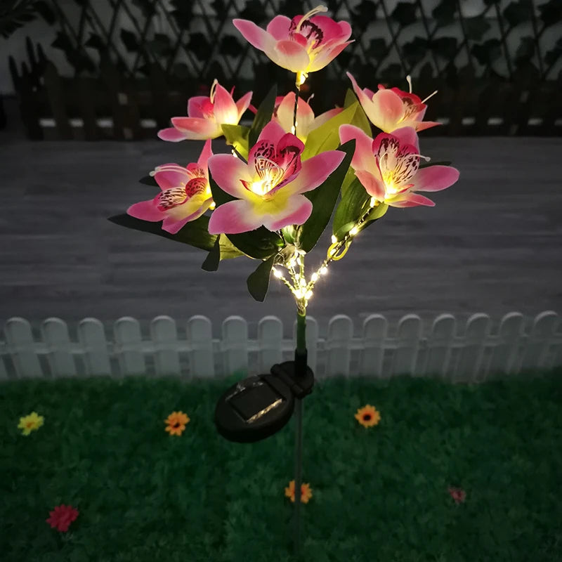 Solar Orchid LED Garden Stake Light | Waterproof Lawn Flower Lamp