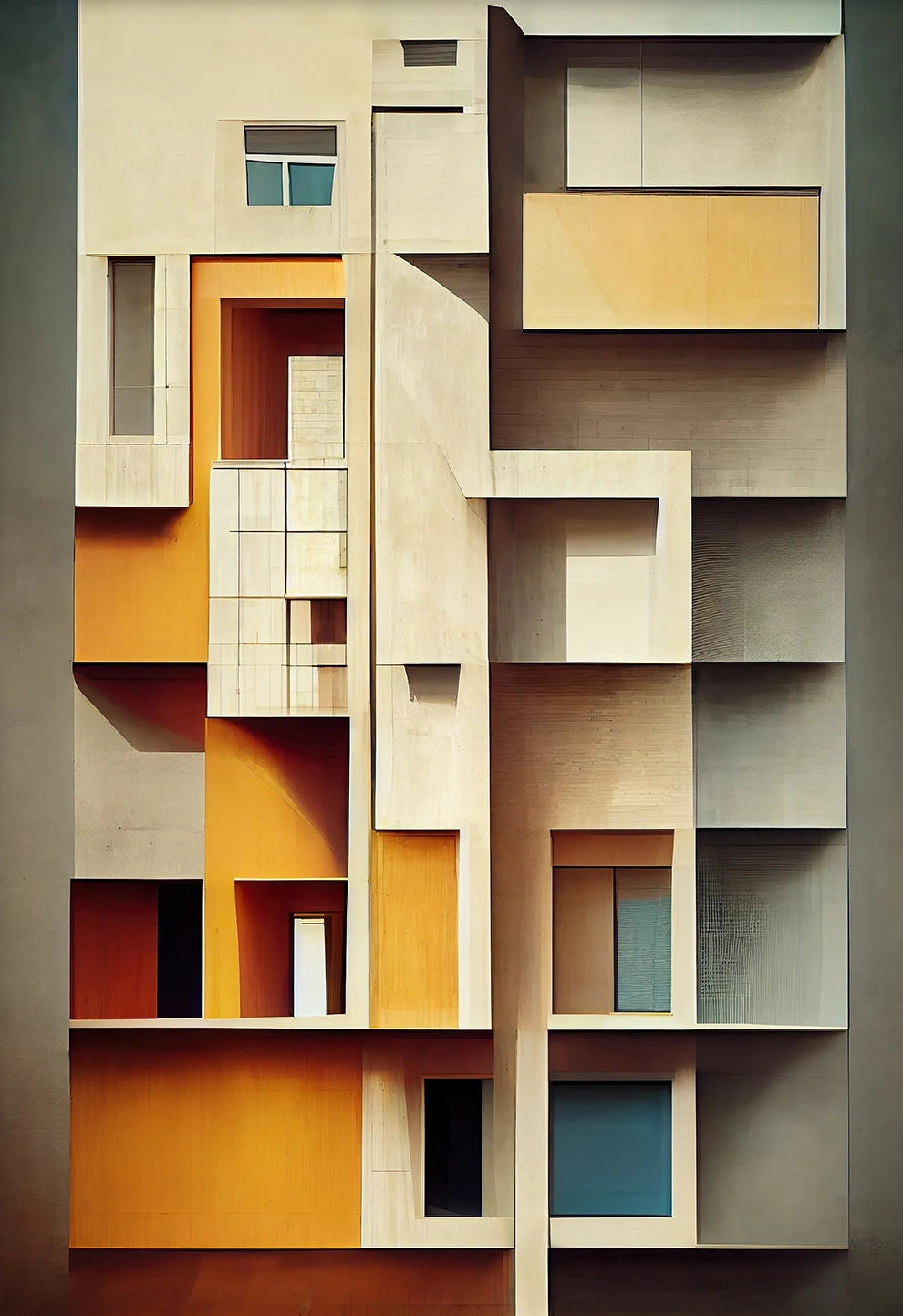 Fallingwater Bauhaus Architecture Abstract Canvas Wall Art Print