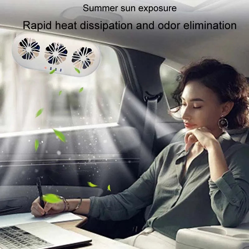 Wholesale Car Fan Solar+USB Charging Car Mounted Electric Fan, a Small Fan Used for air Circulation and Cooling Inside the Car Peaceful Pleasures Health and Wellness