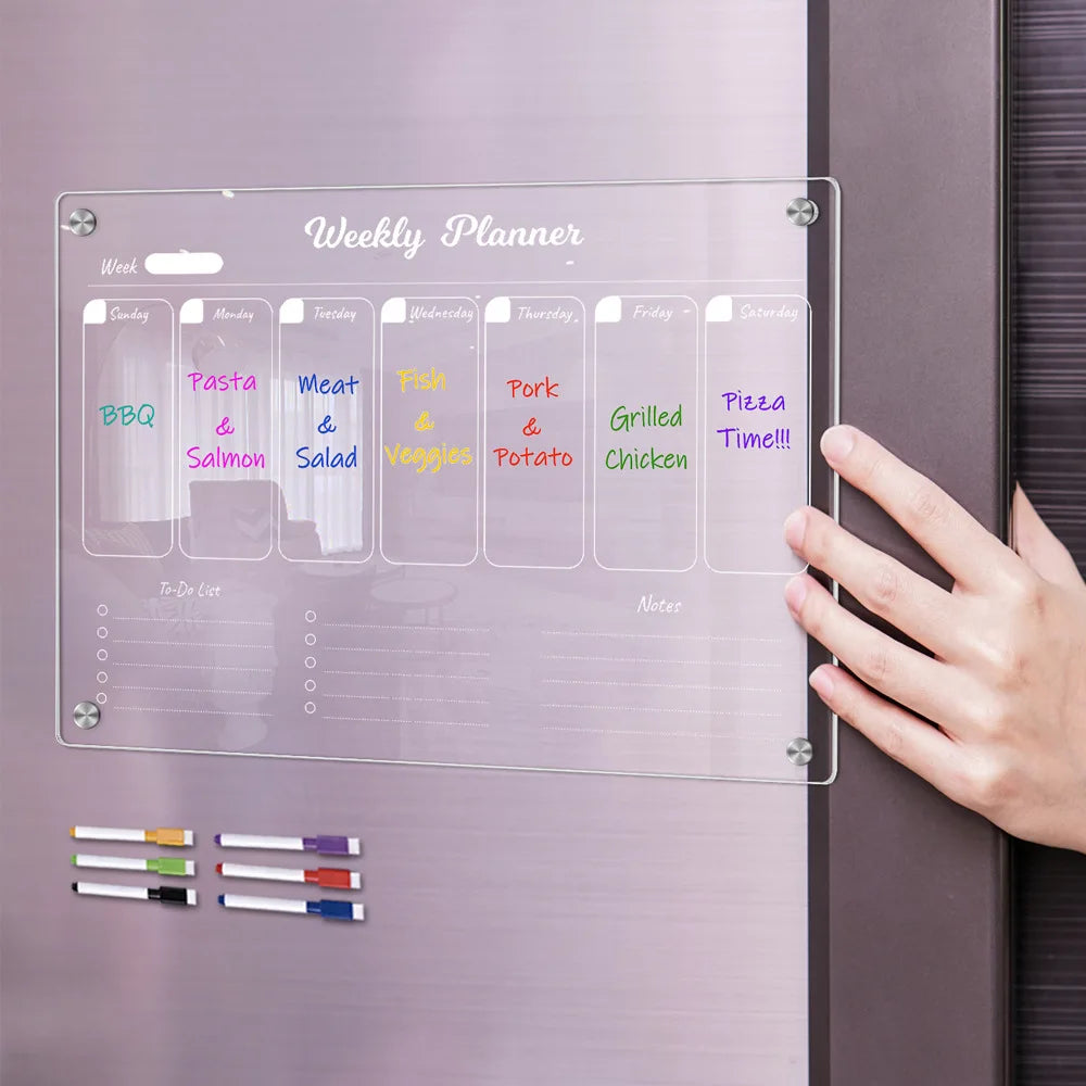 A4 Weekly Planner Magnetic Board Transparent Acrylic Memo Note