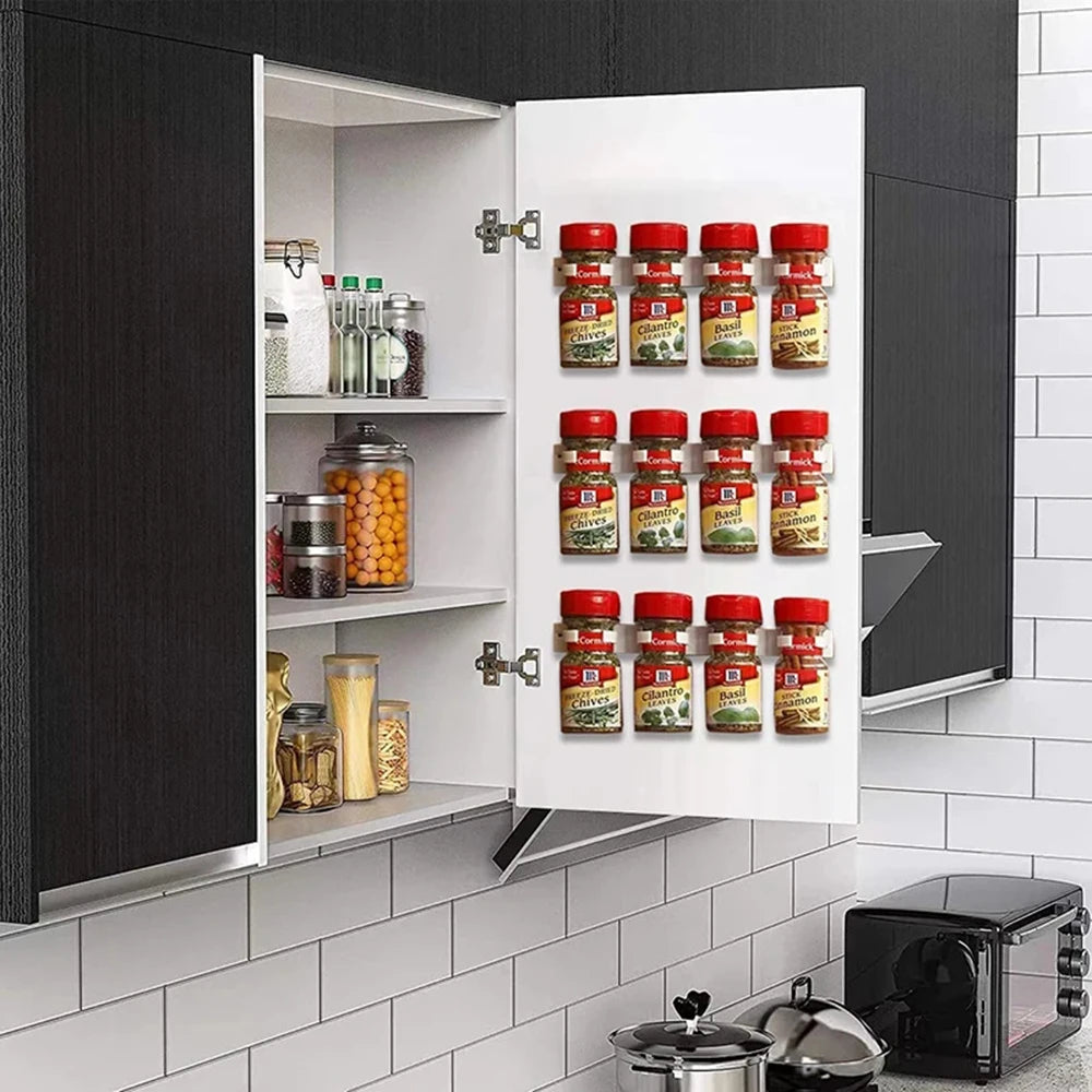 4 Pieces Of 20 Simple Plastic Storage Racks, Kitchen Seasoning Can Storage Rack, Wall Cabinet Door, Food Clip, Adhesive Hook Peaceful Pleasures Health and Wellness