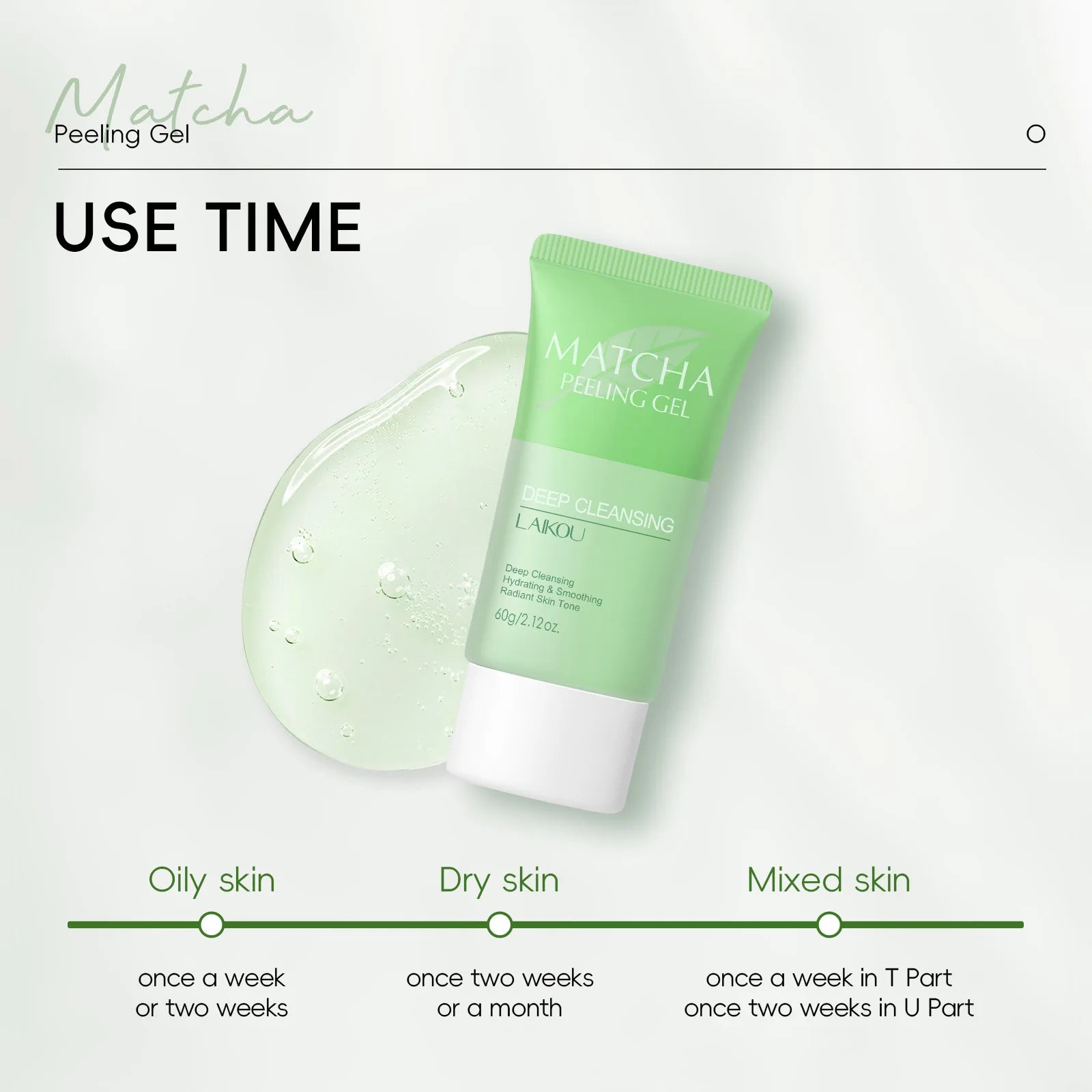 LAIKOU Matcha Exfoliating Exfoliate Peeling Gel Facial Scrub Moisturise Nourishing Repair Scrubs Face Cream Skin Care 60g Peaceful Pleasures Health and Wellness