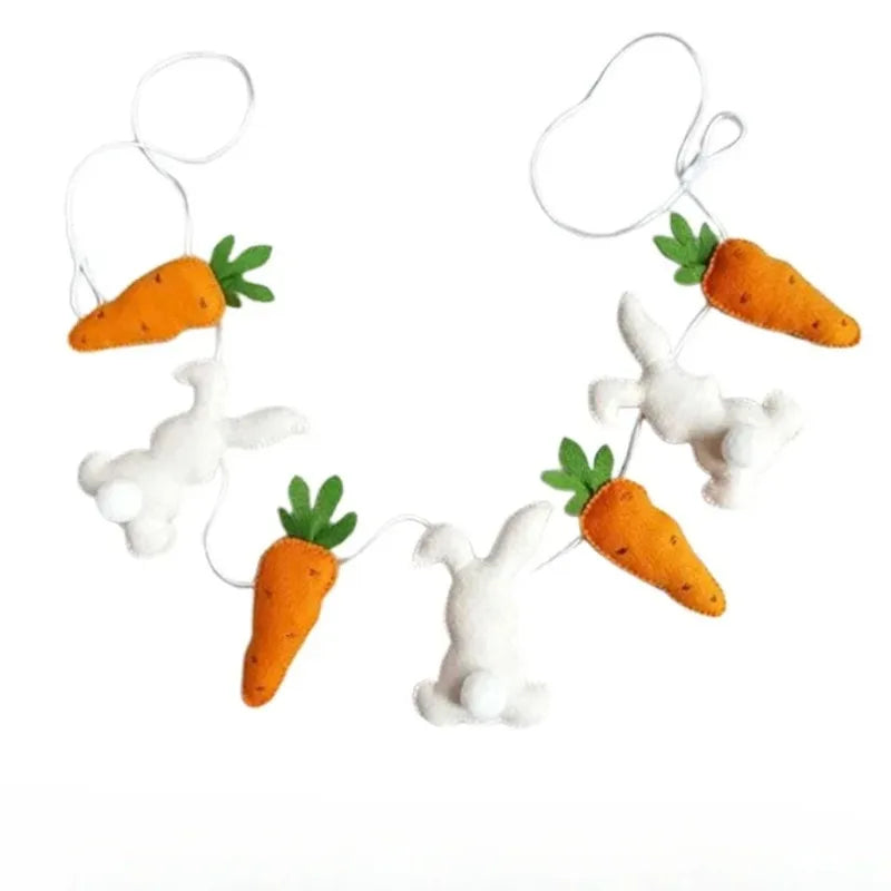 Easter Bunny & Carrot Hanging Banner – Felt Garland Decor