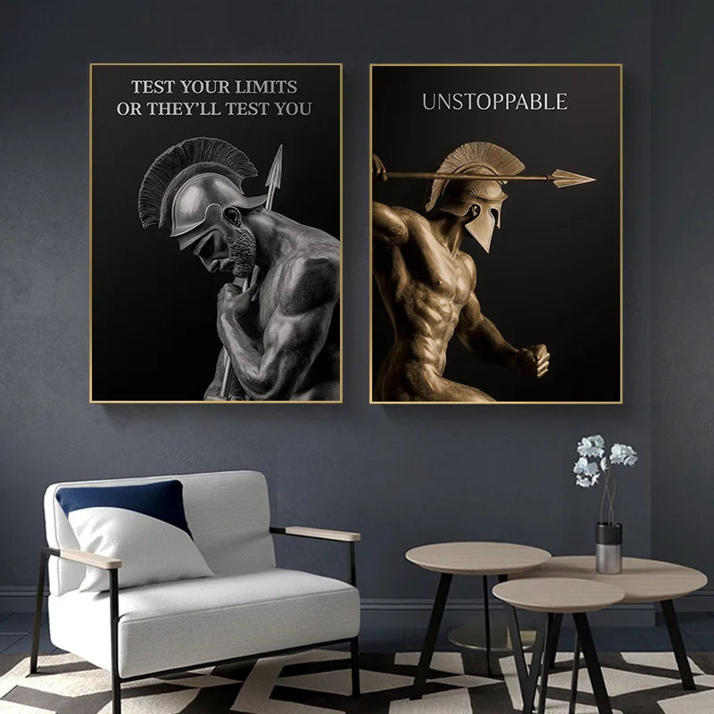 Alexander the Great Quote Motivational Wall Art Spartan Warrior Canvas Ancient Greek Poster Bronze Statue Sculpture Room Decor Peaceful Pleasures Health and Wellness