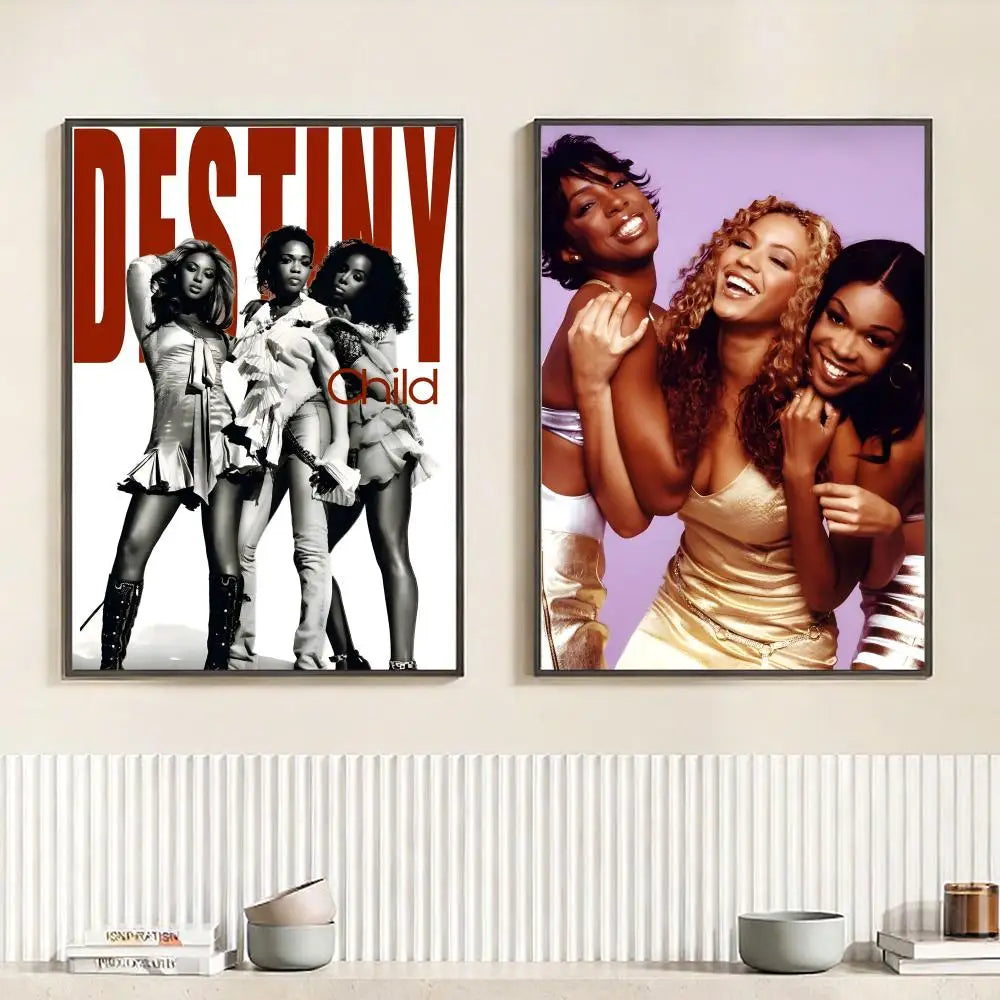 Band D-Destiny's Child Poster HD Self Adhesive Waterproof Wall Art Ideal for Home Office Dorm Bedroom Great Gift Peaceful Pleasures Health and Wellness