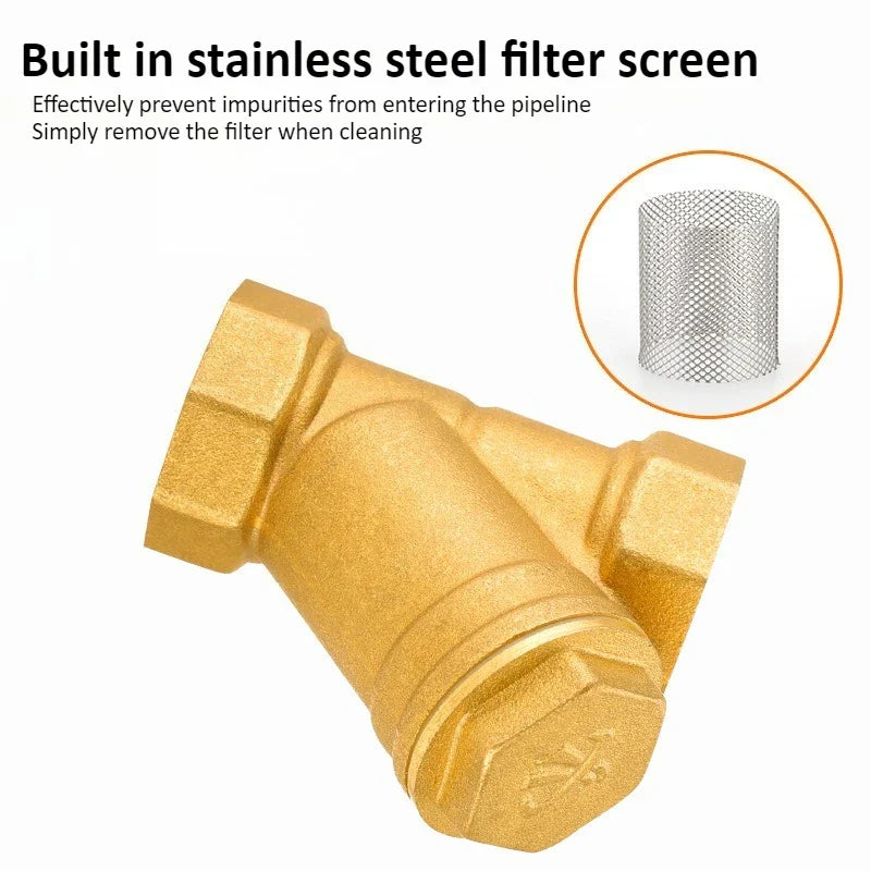 Brass Y-Strainer Filter Ball Valve BSP DN15–DN32 Internal Thread
