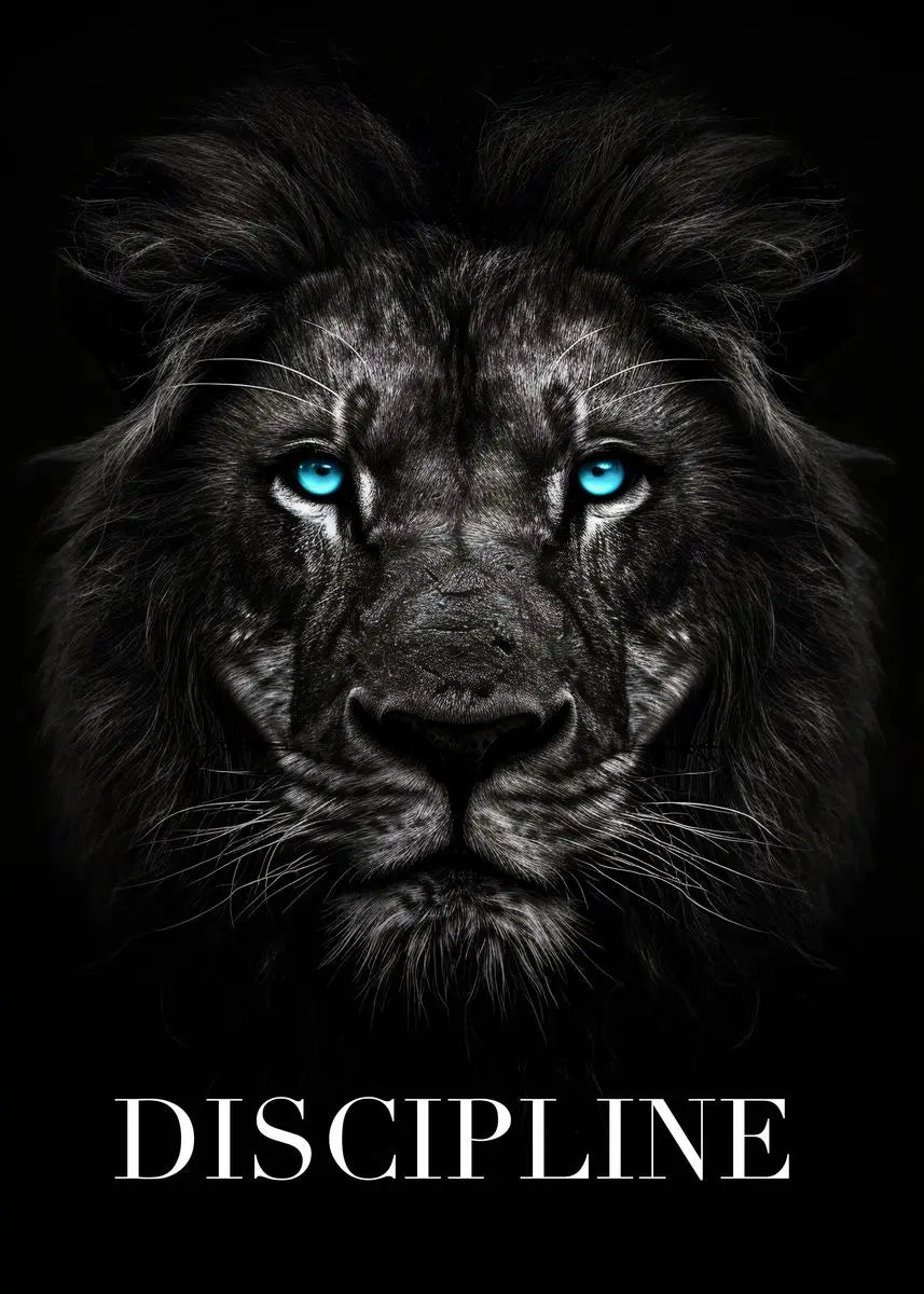Black Eagle Lion Wolf Canvas Wall Art | Animal Poster Print