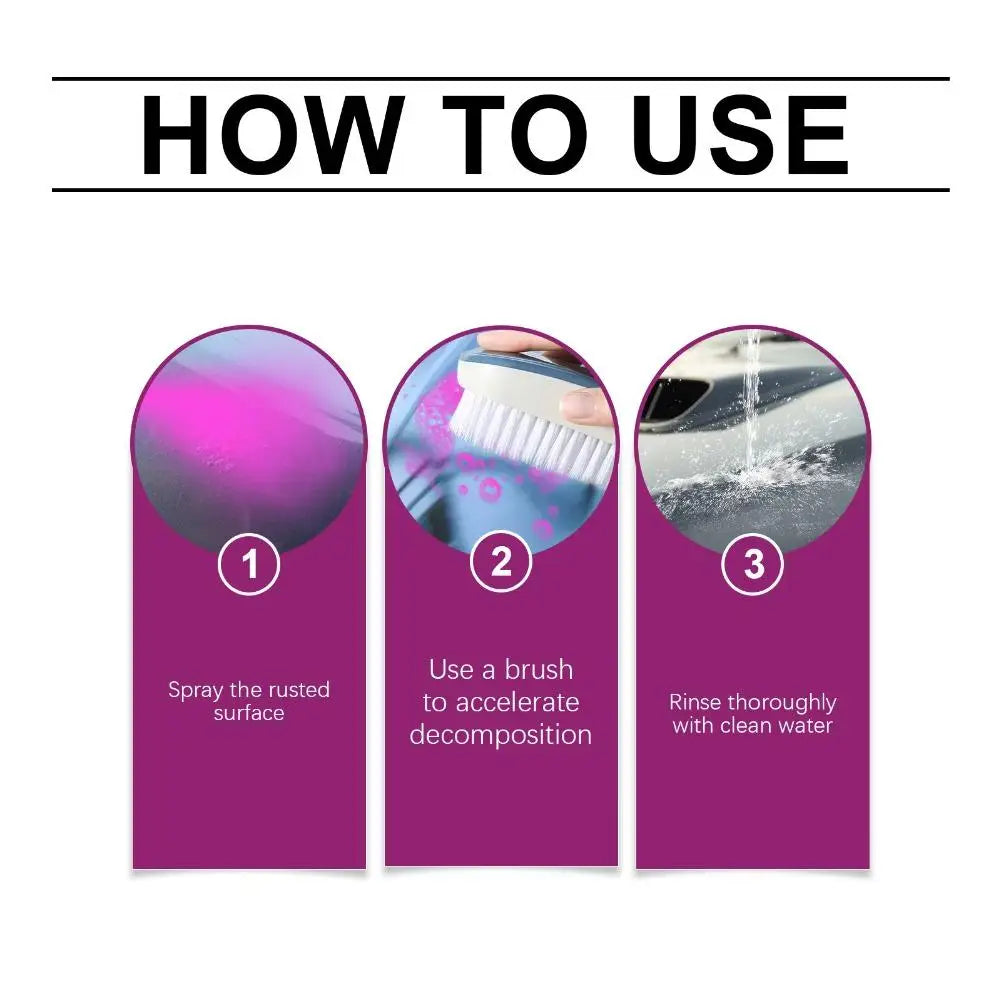 Stronger Purple Car Rust Remover 1/3/5pcs 120ml Tire Metal Surface Decontamination Anti-oxidation Refurbishment Cleaning Spray Peaceful Pleasures Health and Wellness