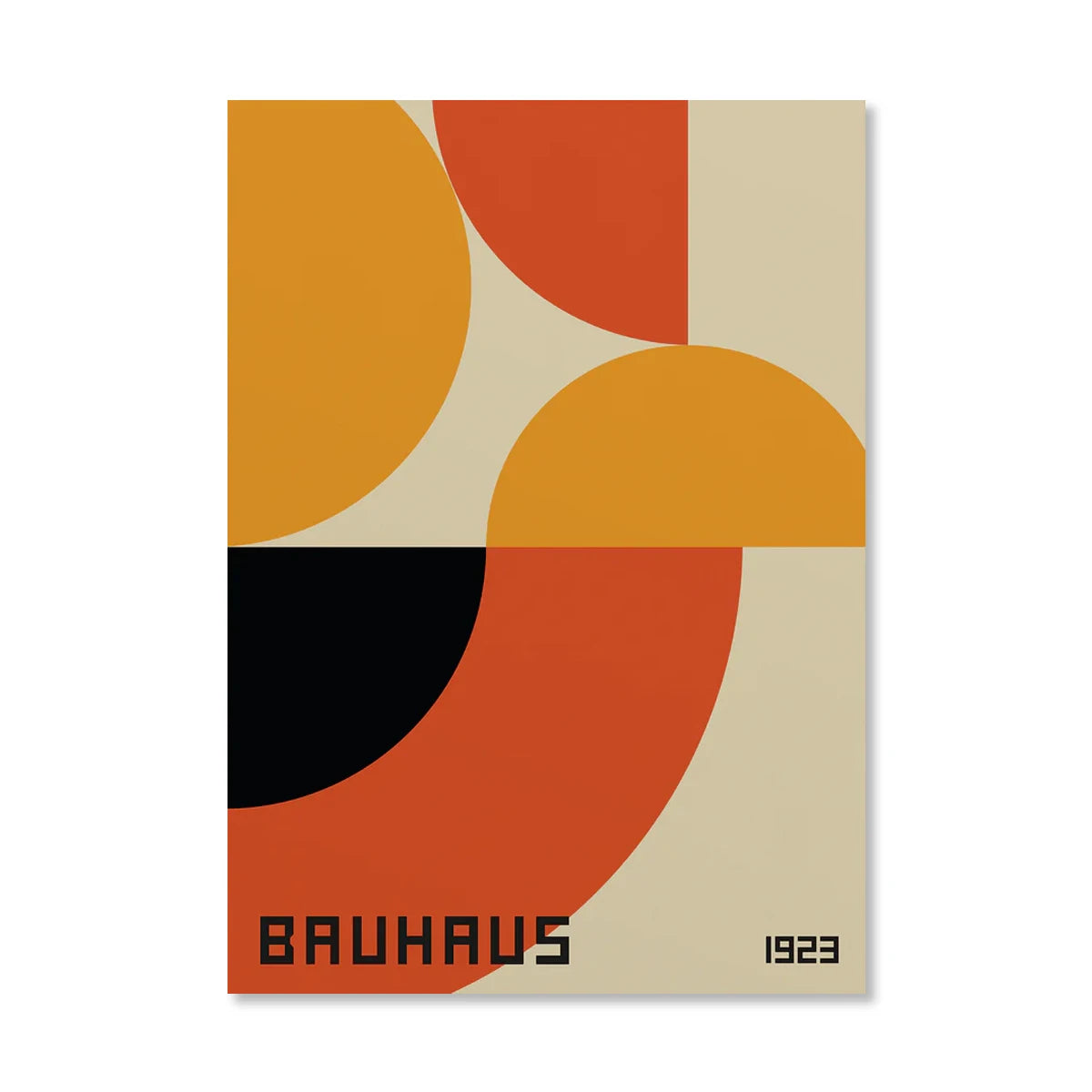 Abstract Orange Bauhaus Geometric Canvas Wall Art | Bicycle Print