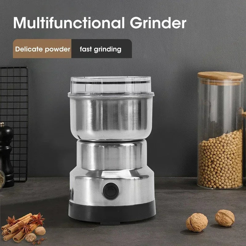 Electric Coffee & Spice Grinder 200W, 400ML Large Capacity Stainless Steel Dry Food Processor with One-Touch Control Peaceful Pleasures Health and Wellness WHITE EU