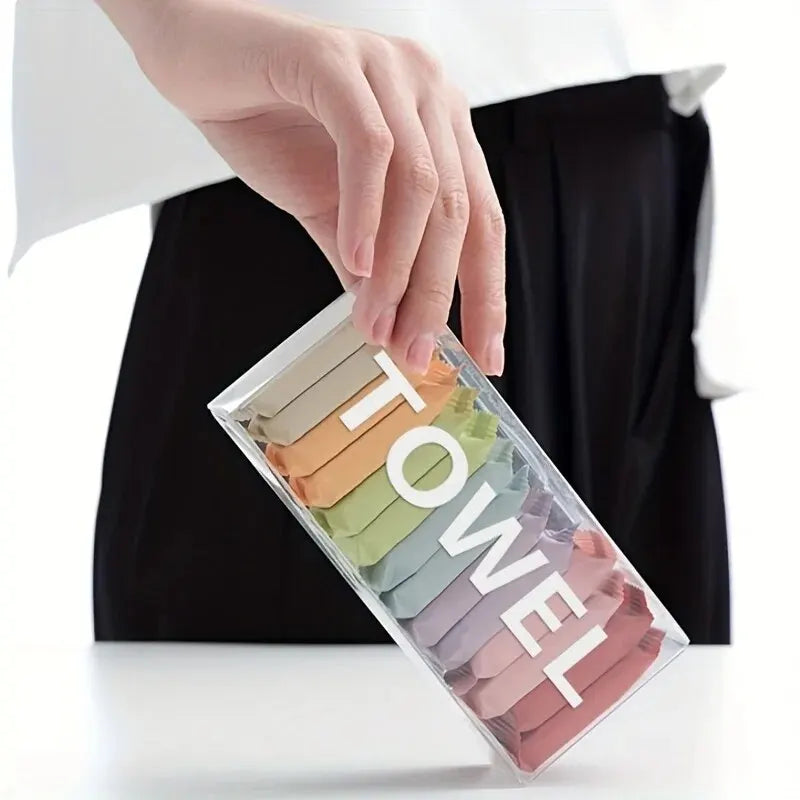 14pcs Disposable Portable Travel Towels Thickened Compressed Face Cleansing Beauty Square Washcloths for On-the-Go Hygiene Peaceful Pleasures Health and Wellness