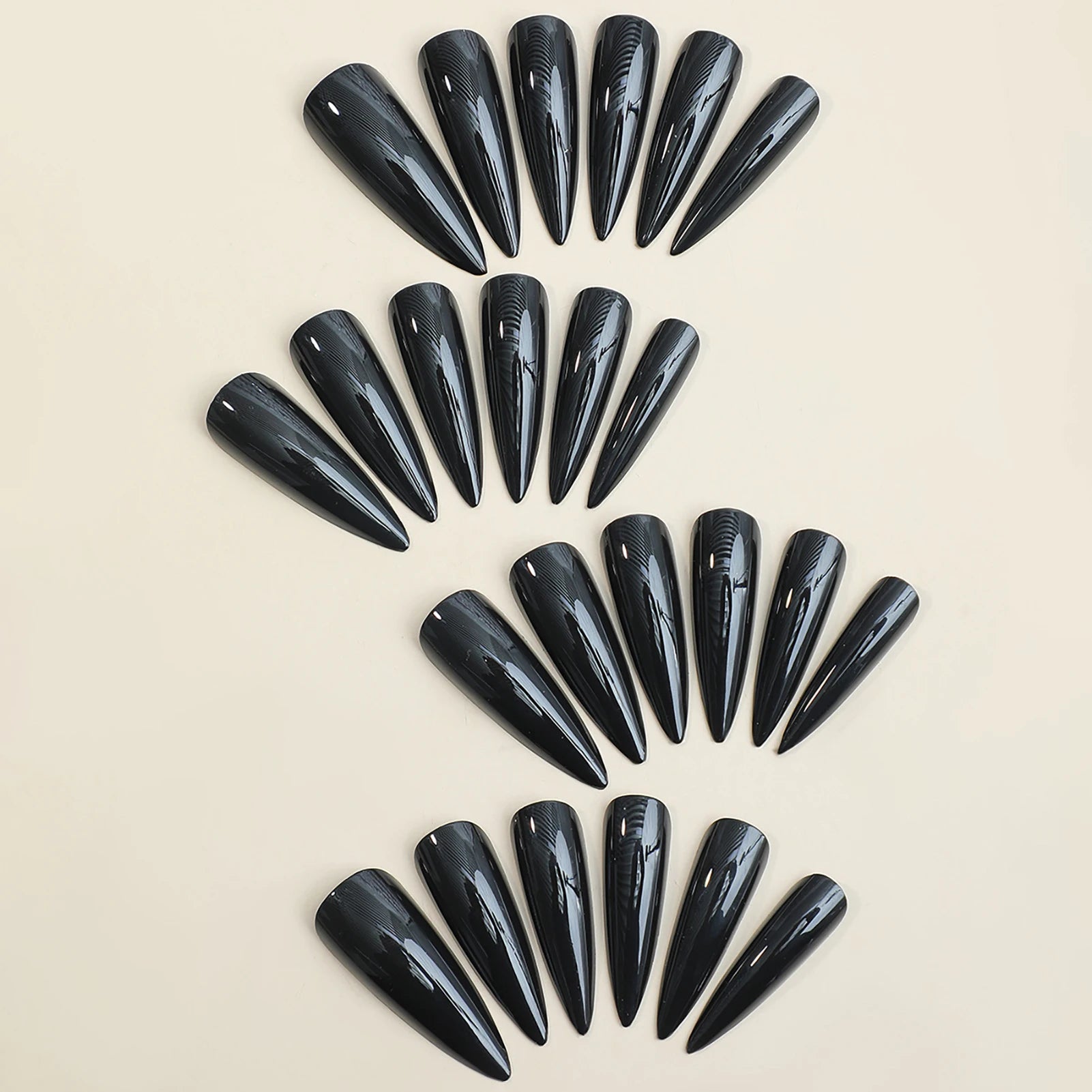 Cool Punk Style Pointed Tips Fake Nails Classic Solid Color Gothic Halloween Long Artificial Nails For Women Girl Party Activity Peaceful Pleasures Health and Wellness