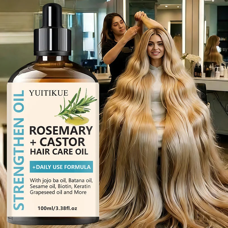 YUITIKUE Rosemary + Castor Hair Care Oil | Strengthening Daily Use Formula | With Jojoba, Batana Oil & Biotin For Healthy Hair Peaceful Pleasures Health and Wellness